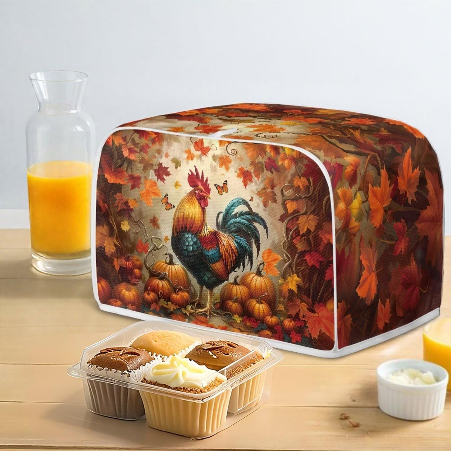 ASQVTIFE Maple Leaf Toaster Covers for Kitchen Fall Decorations for Home 4 Slice Toaster Covers for Kitchen Bread Machine Oven Dust Cover Thanksgiving Decoration Greasy Protection Anti Sputtering
