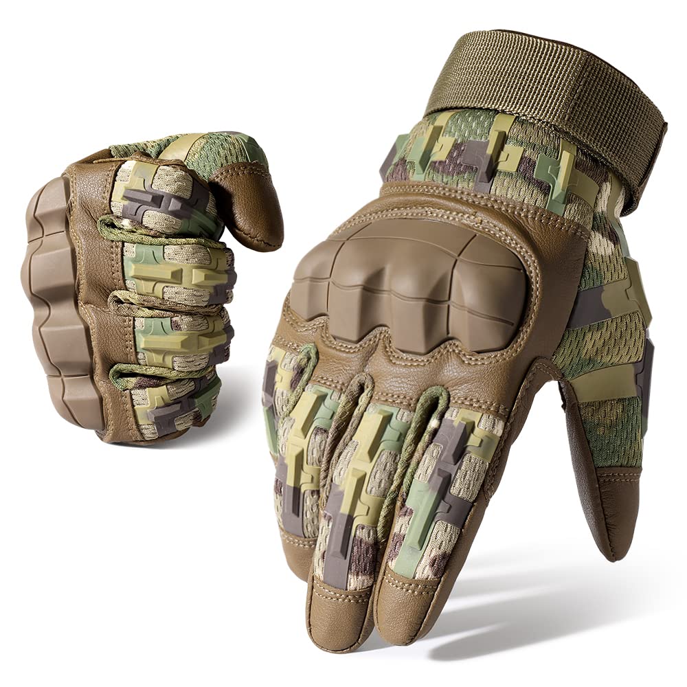 WTACTFUL Touch Screen Motorcycle Tactical Gloves for Men Airsoft Paintball Gear MTB Bike Cycling Cross-Country Motorbike ATV Hunting Hiking Riding Driving Work Outdoor Full Finger Gloves M Camo