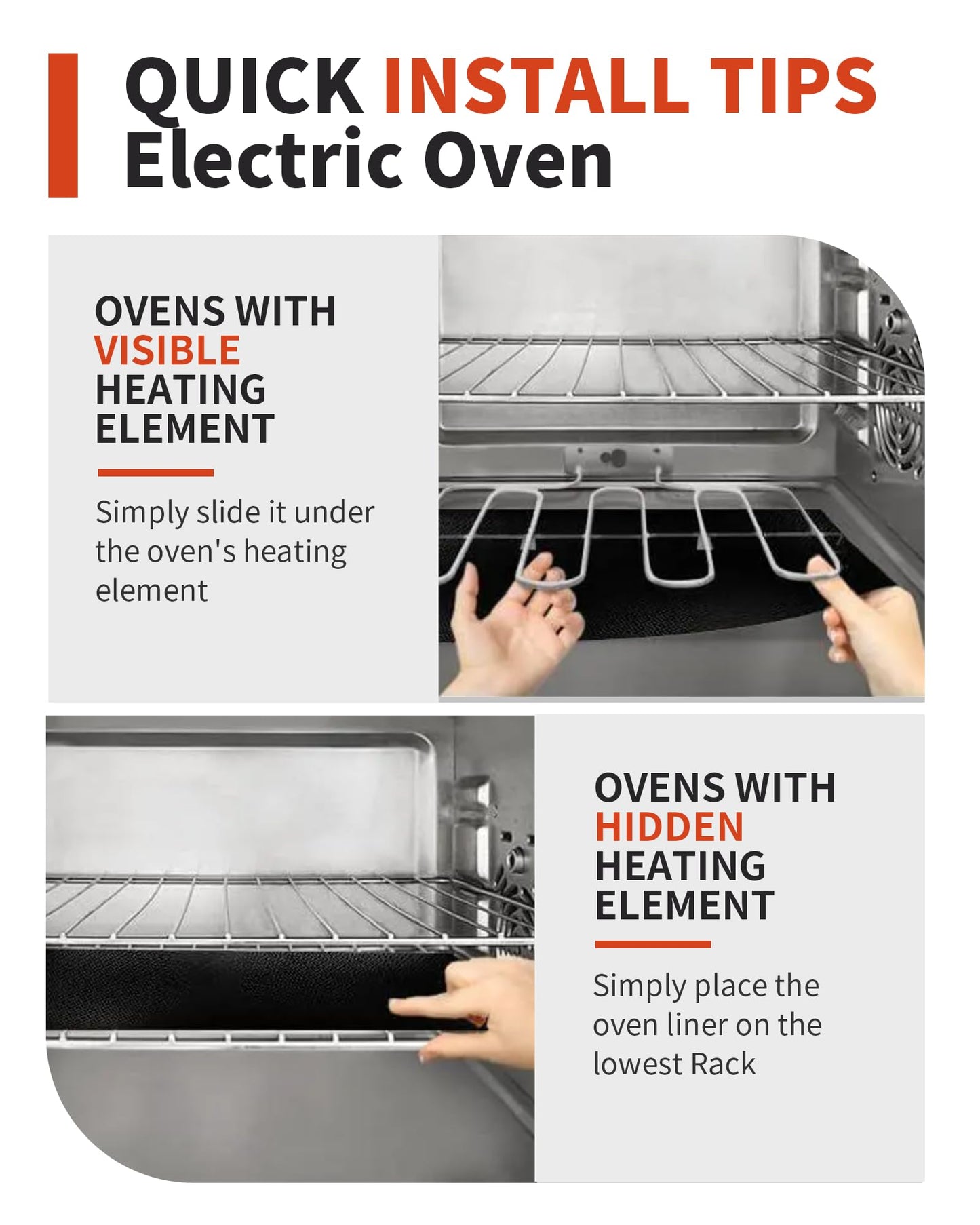 Oven Liners for Bottom of Oven - 2 Pack Large Heavy Duty Oven Mats, 17"x 25" Reusable Matt Liner for Electric, Gas, Toaster Ovens & Grills, BPA & PFOA Free, Kitchen Essentials, Black
