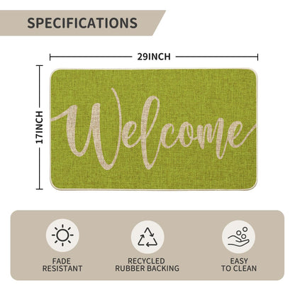 Artoid Mode Green Welcome Spring Doormat, Home Summer Decor Switch Rug Door Mat Floor Mat 17x29 Inch