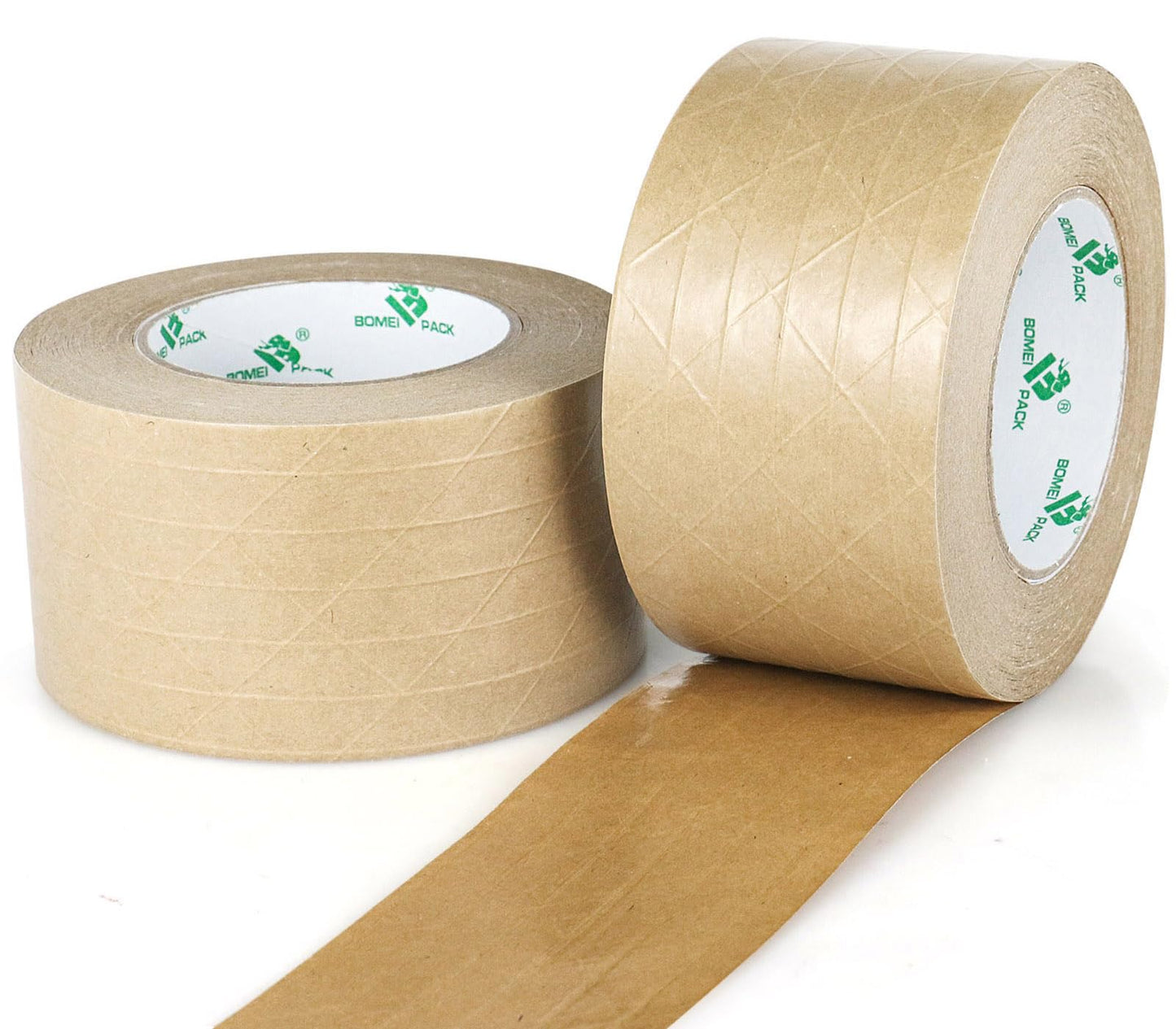 BOMEI PACK Wide Brown Reinforced Kraft Paper Packing Tape 3inch, 2Rolls Self Adhesive Paper Gummed Packing Tape, for Heavy Duty Packaging, Shipping, Moving and Storage, 3InchX55yds