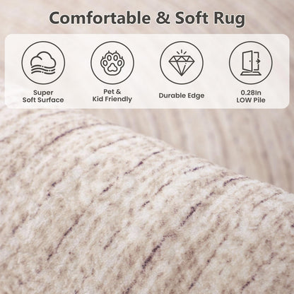 Asrug Imitation Jute Low Pile Round Rug Area Rug Washable Non-Slip Circle Rug Soft Plush Touch Circle Rugs Round for Kitchen Bathroom Living Bedroom Nursery, Carpet 4ft /48 inch/122 cm Khaki