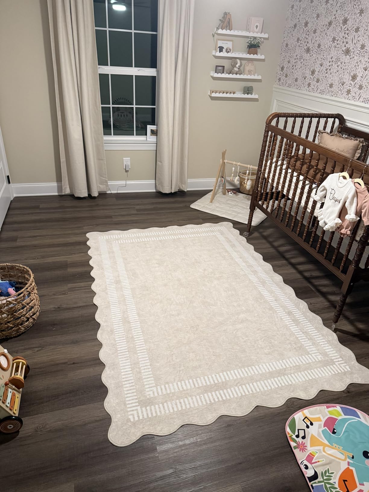 LORWER Area Rugs 5x7 Living Room Washable Modern Rug, Neutral Beige Soft Non Slip Rugs Ultra-Thin Indoor Carpet for Bedroom Dining Room Nursery Home Office