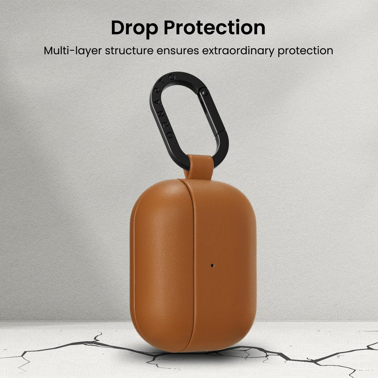 ORNARTO Compatible with AirPods Pro 3 Case, Full Protective Vegan Leather Cover for Airpods Pro 3rd Generation (2025), Front LED Visible, Brown Leather