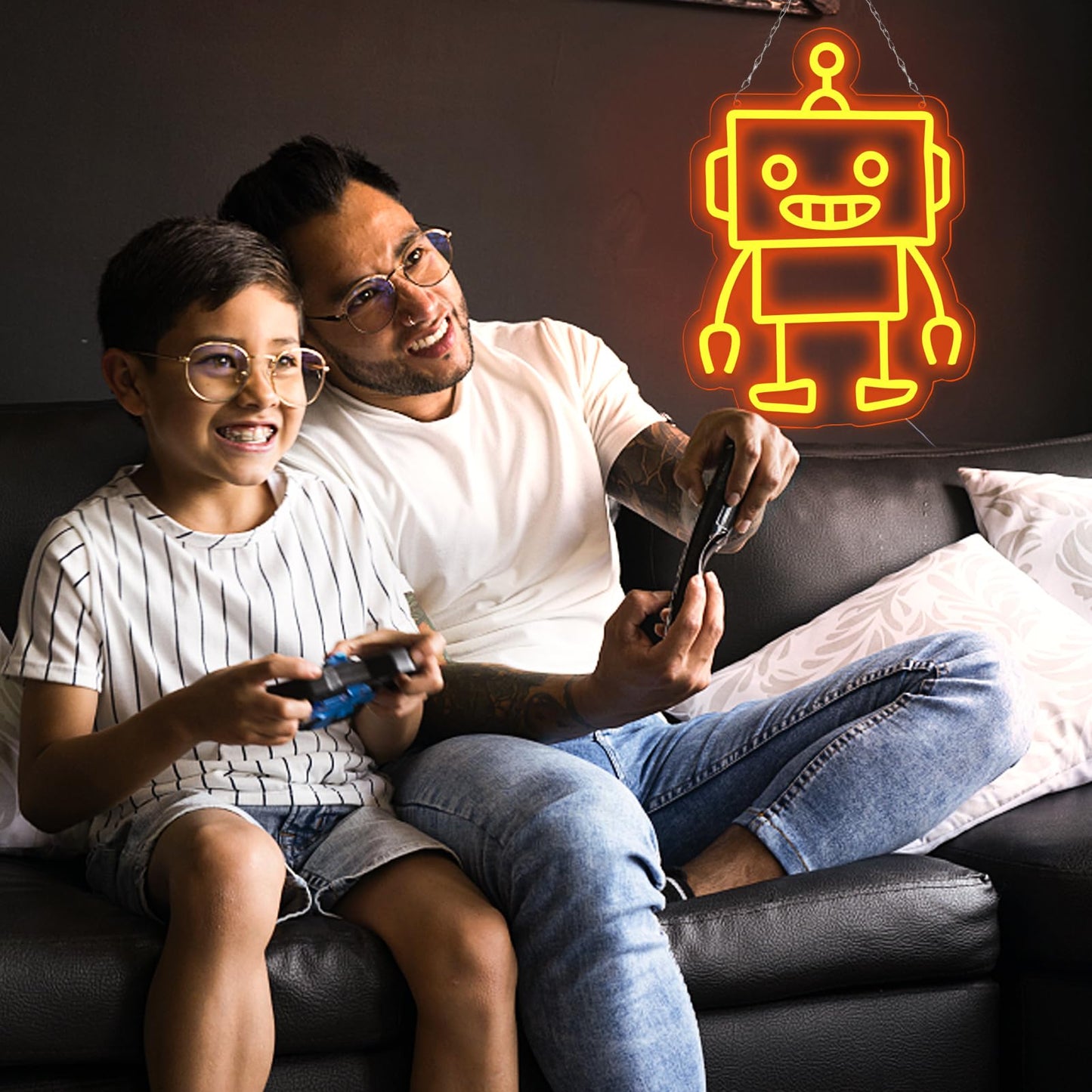 TOPQUALI Robot Neon Signs Robot LED Neon Light Decor for Game Room, Baby Living Room,Kids Room,Party,Birthday,Christmas Signs for Boys,Kids Gift13.8 * 10.1 Inch