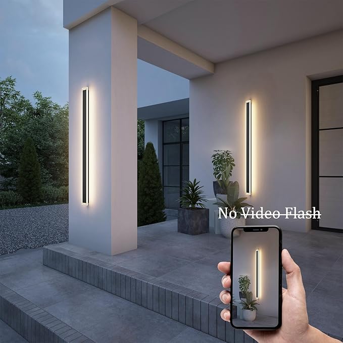 2 Pack 47.2in 4000K Long Outdoor Light IP65 Waterproof Outdoor Sconces Wall Lighting Modern LED Exterior Wall Sconces for Porch House