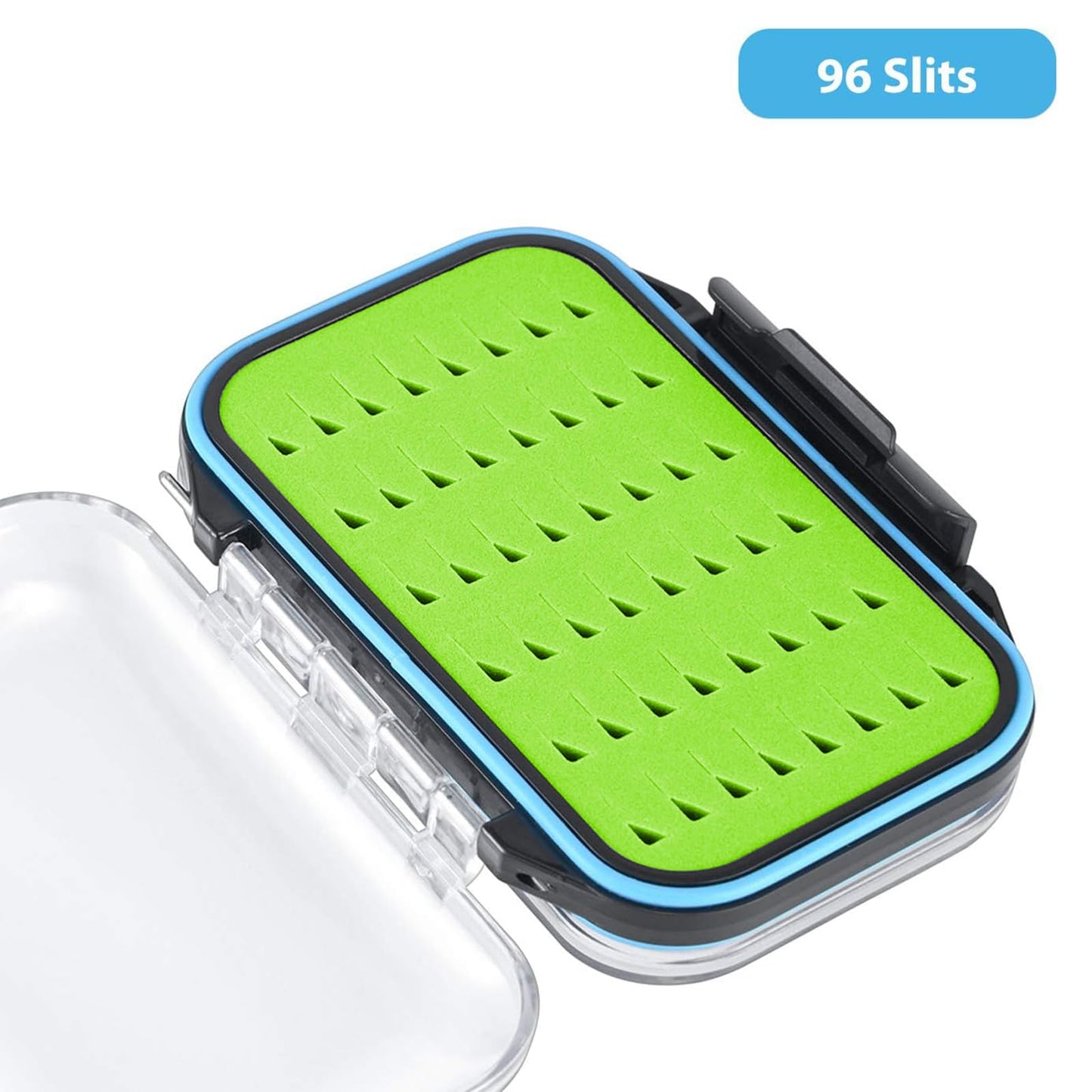 Gonex Fly Boxes for Fly Fishing Jig Boxes Two-Sided Waterproof Lightweight Fly Fishing Box Easy Grip Transparent Lid Fly Fishing Lures Box Sizes A+B+C, Green