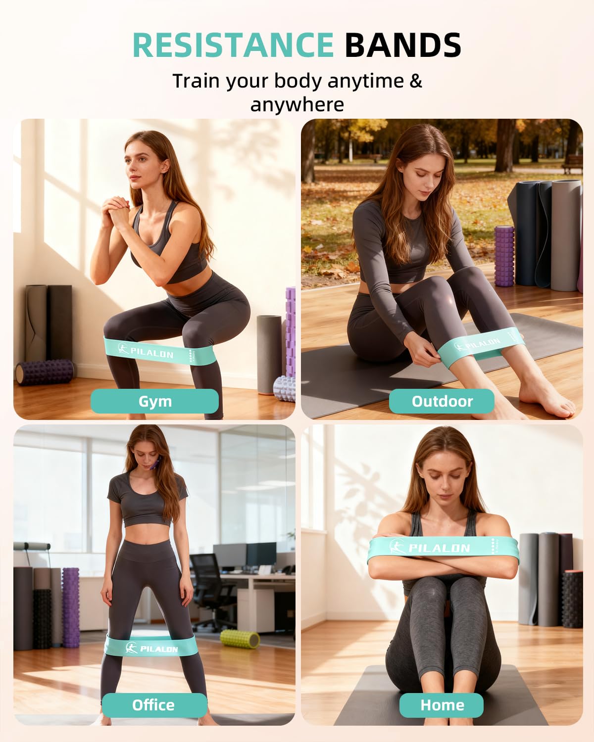 PILALON Pilates Ring Set - Studio-Grade Anti-Deformation Pilates Kit - Pilates Equipment for Home Workout - 14'' Pilates Ring, Pilates Ball, 2 Dumbbells, 5 Resistance Bands for Toning Arms, Thighs