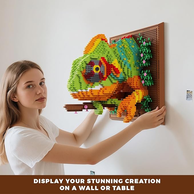 Loyratche Chameleon Animal 3D Wall Art Micro Mini Building Blocks Set Unique Home Wall Decor or Table Display Ideal Birthday Toy for Adults