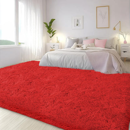 Lairep Large Area Rugs for Living Room Bedroom, 6x9 Feet Red Fluffy Shag Rugs, Ultra Soft Shaggy Plush Fuzzy Modern Indoor Throw Floor Carpet for Kids Girls Boys Dorm Nursery Home Decor Aesthetic