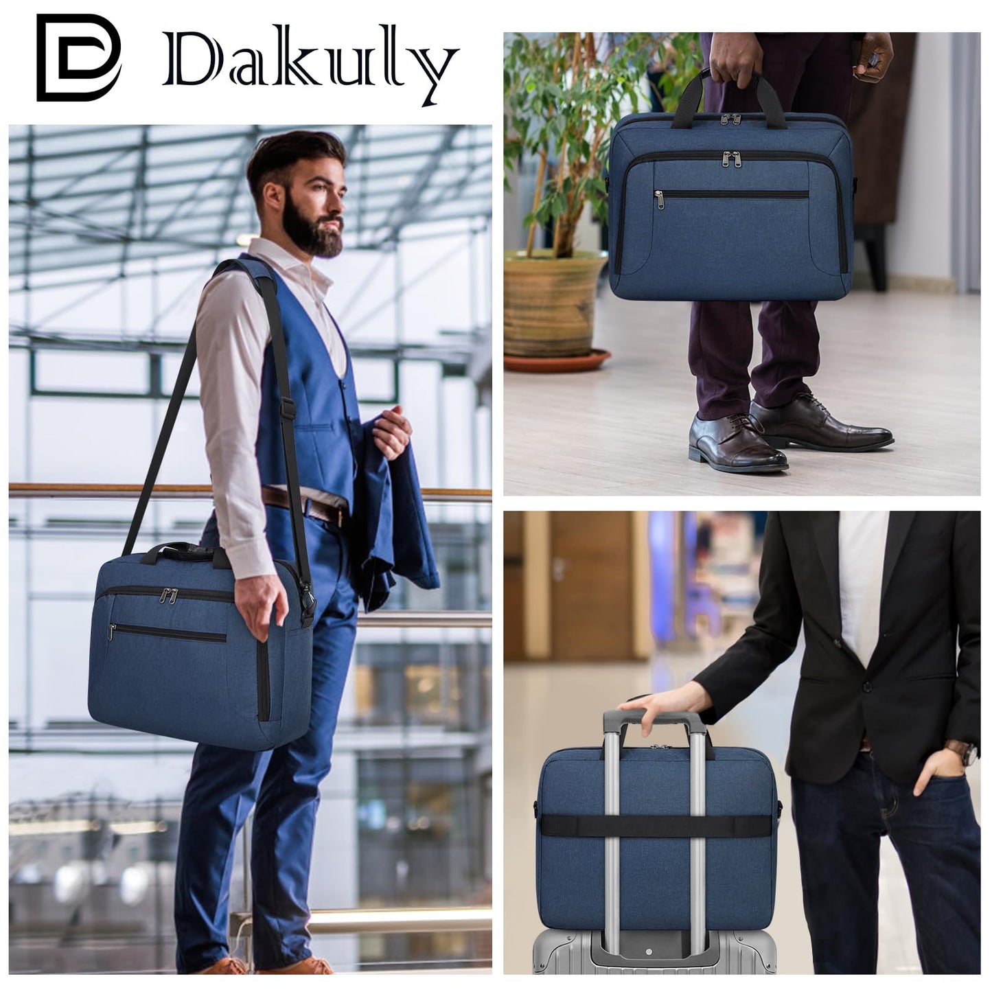 Laptop Bag 17.3 Inch Laptop Briefcase Large Waterproof Laptop Case for Men Women Business Office Work Computer Bag 17 Inch Adjustable Shoulder Messenger Bag, Blue