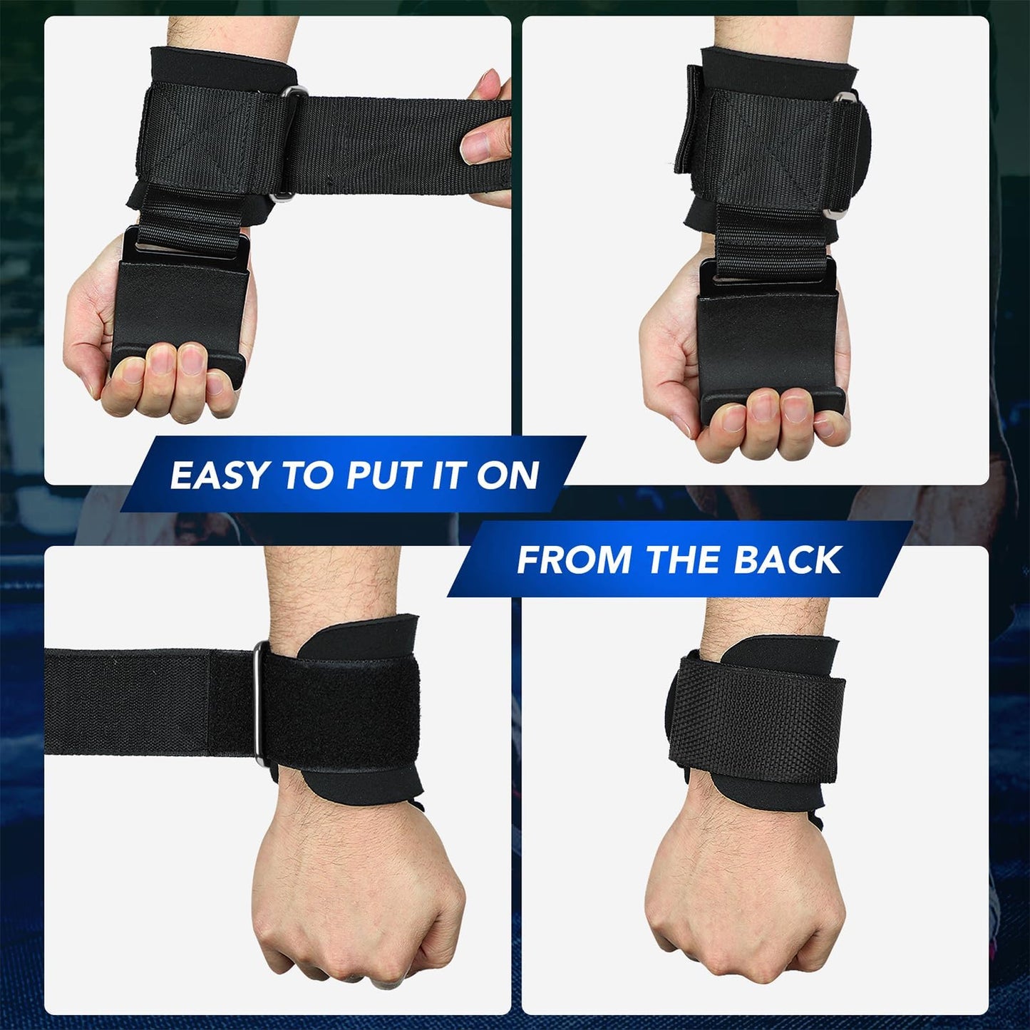 SPORTIC Weight Lifting Hooks (Pair) - Heavy Duty Lifting Wrist Straps, Hand Grip Support for Deadlifts, Pull Ups, Shrugs, Weightlifting Hooks Gym Gloves for Men and Women