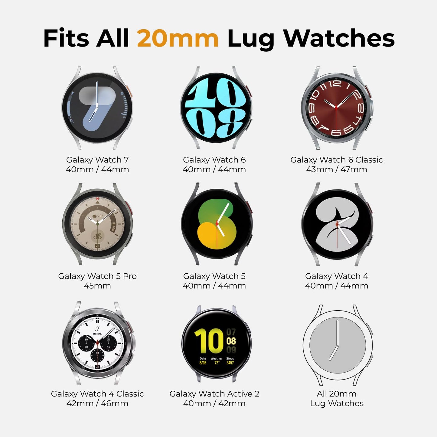 Acextro 3 Pack Sport Band Compatible for Galaxy Watch 7 Bands 44mm 40mm, Samsung Galaxy Watch FE/6/5/4 Classic(40mm-47mm) No Gap Soft Silicone Replacement Strap for Men & Women