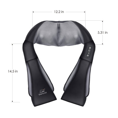 Snailax Cordless Massager - Shiatsu Neck and Shoulder Massager with Heat, Portable, Lumbar, Back Electric Massage Pillow, Christmas Gift