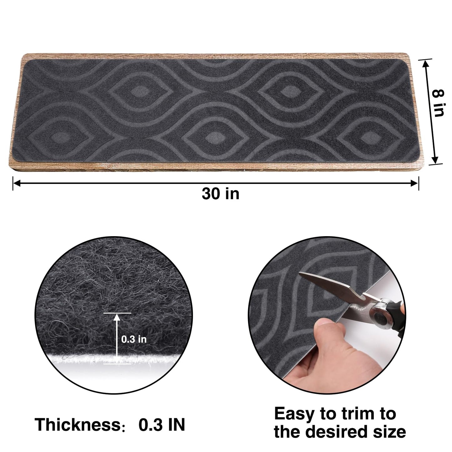 Stair Treads for Wooden Steps 15pcs - 8x30in Carpet Stairs Runner Indoor Non-Slip Stair Mats for Kids Elders and Pets