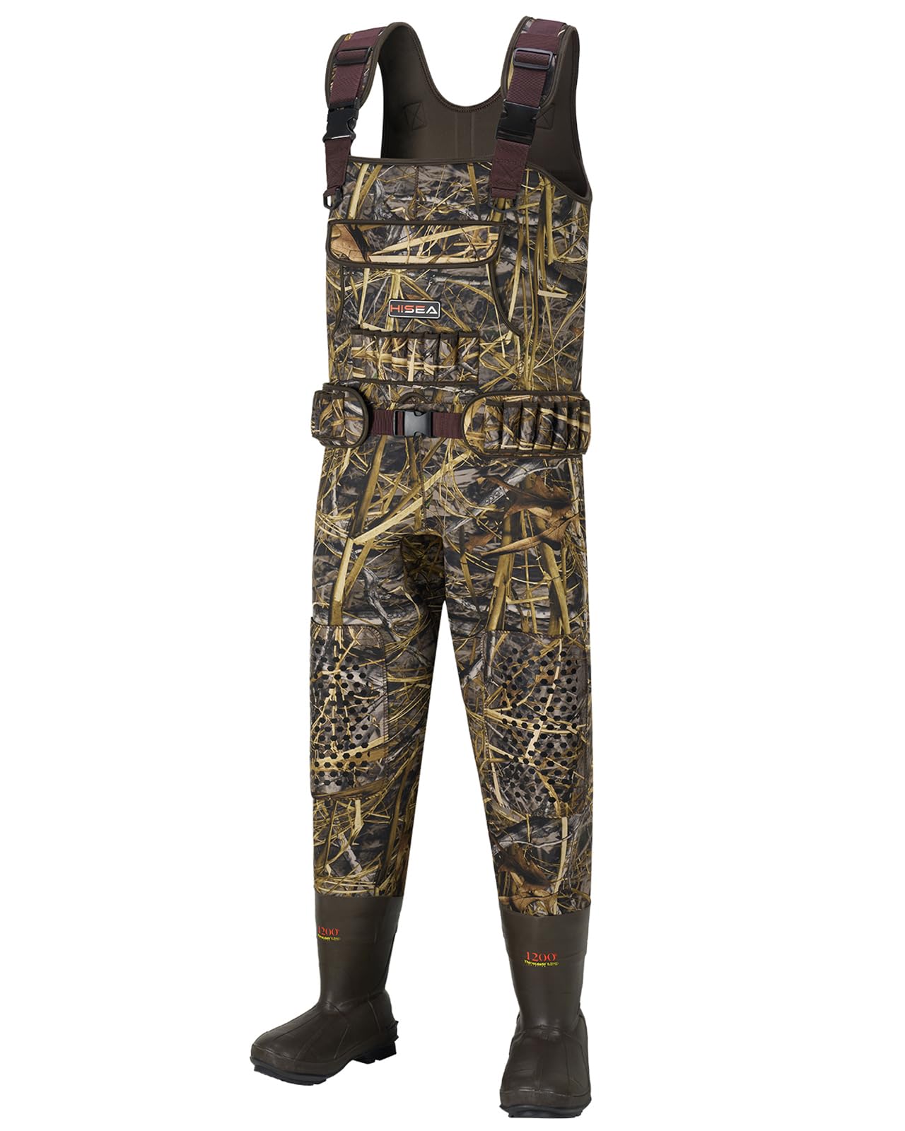 HISEA Hunting Waders for Men with 1200G Insulated Boots, Neoprene Waterproof Chest Wader, Bootfoot Fishing Waders