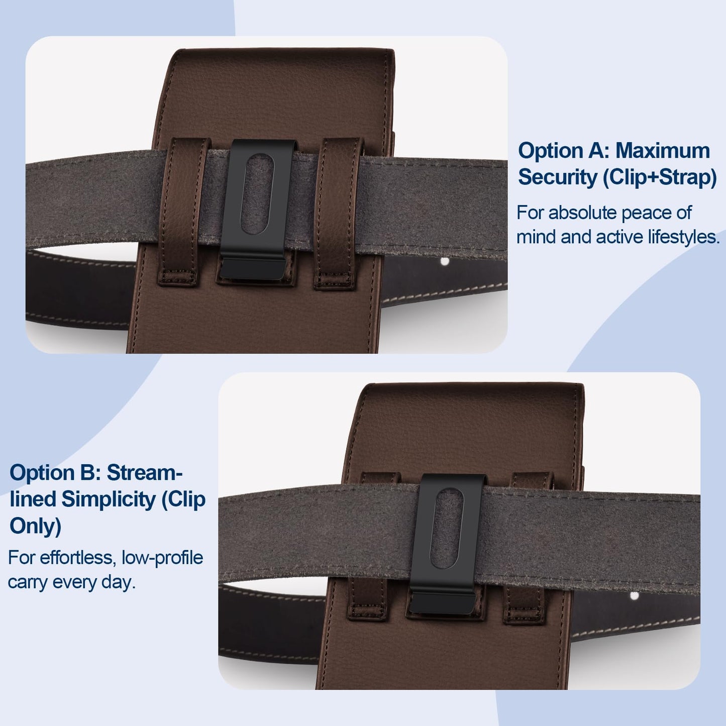 COANJIUO Leather Cell Phone Holster with Belt Clip Strong Magnetic Closure for Samsung Galaxy Ultra S25 S24 S23 S22 S21 S20 A17 A16 A15 A14 A13, Motorola G Stylus, XL-Coffee