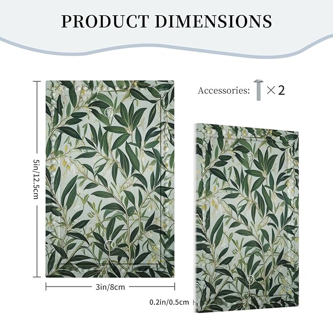 Sage Eucalyptus Leaves Foliage Light Switch Covers No Device Wall Plate 1 Gang Decorative Blank Switchplate Electrical Faceplate for Country Living Bedroom Decor