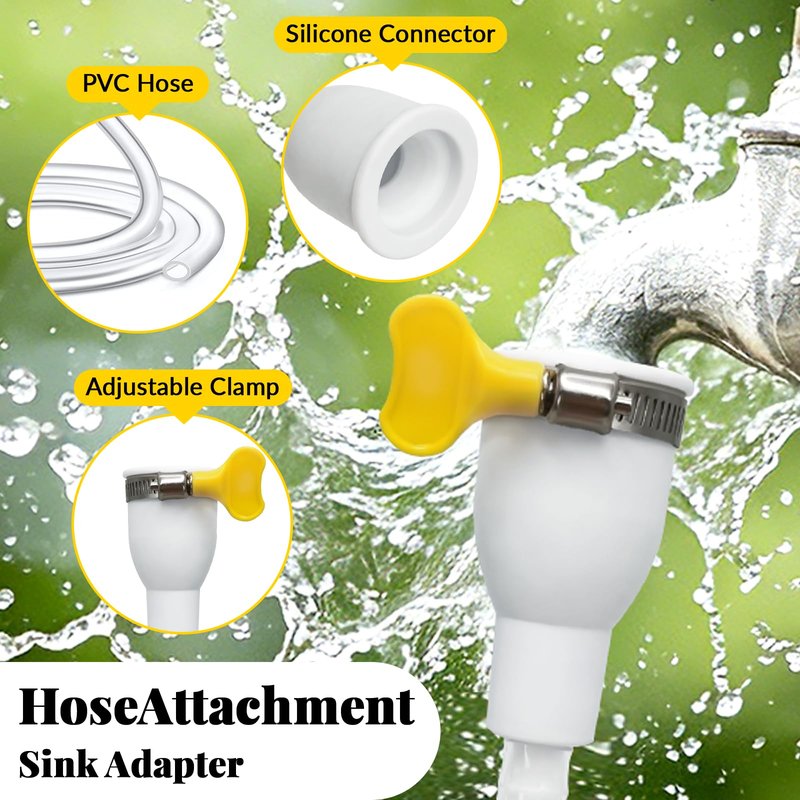 6 FT Faucet Hose Adapter for Sink, Transparent PVC Extra Long Hose and Faucet Connector with Hose Clamp for Bucket, Garden, Sink, Pet Bathing