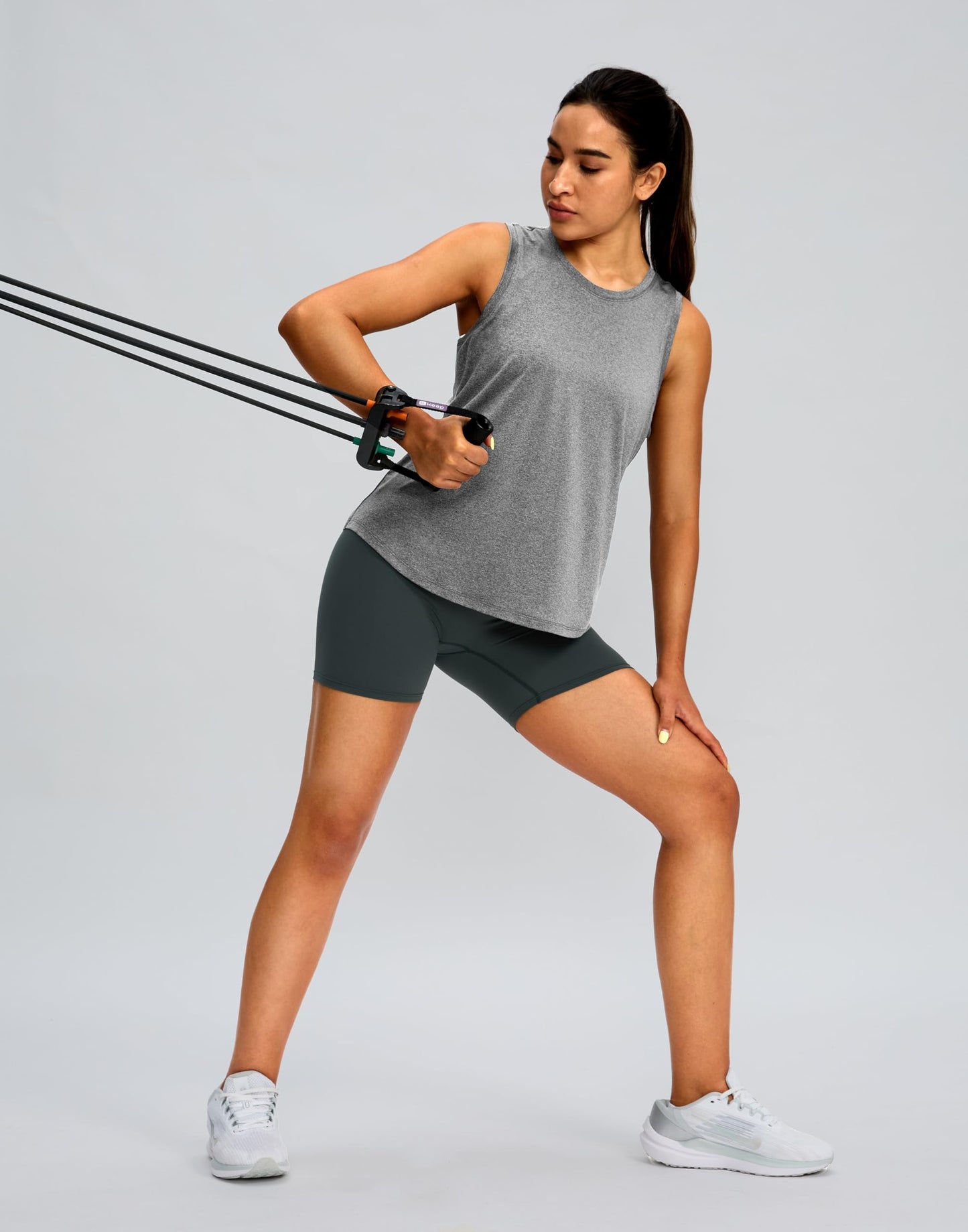 Women's Workout Tops Racerback Athletic Tank Tops Sleeveless Loose Fit Yoga Running Gym Shirts for Women(Heather Grey,S)