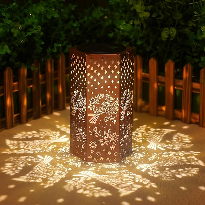 Gifts for Women, Men, Mom, Cardinal Bird Solar Lanterns Outdoor Waterproof - Solar Lights Outdoor Hanging Garden Decor for Outside, Patio, Outdoor, Yard, Lawn, Balcony