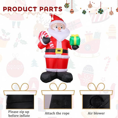 MUMTOP 10FT Tall Christmas Inflatables Outdoor Decorations, Giant Inflatables Santa Claus with Candy Cane Blow up Yard Decoration Built-in LED Lights for Outdoor Party Holiday Decor