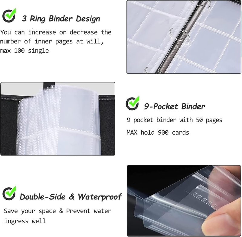 Basketball Cards Binder - 900 Pockets Trading Card Holder Album | 50 Removable Sleeves