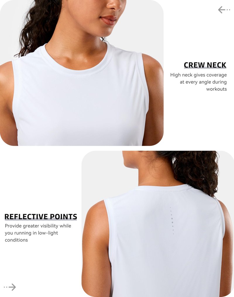 G Gradual Women's Sleeveless Workout Tops Lightweight High Neck Tennis Yoga Shirts Running Athletic Tank Tops for Women(White,L)