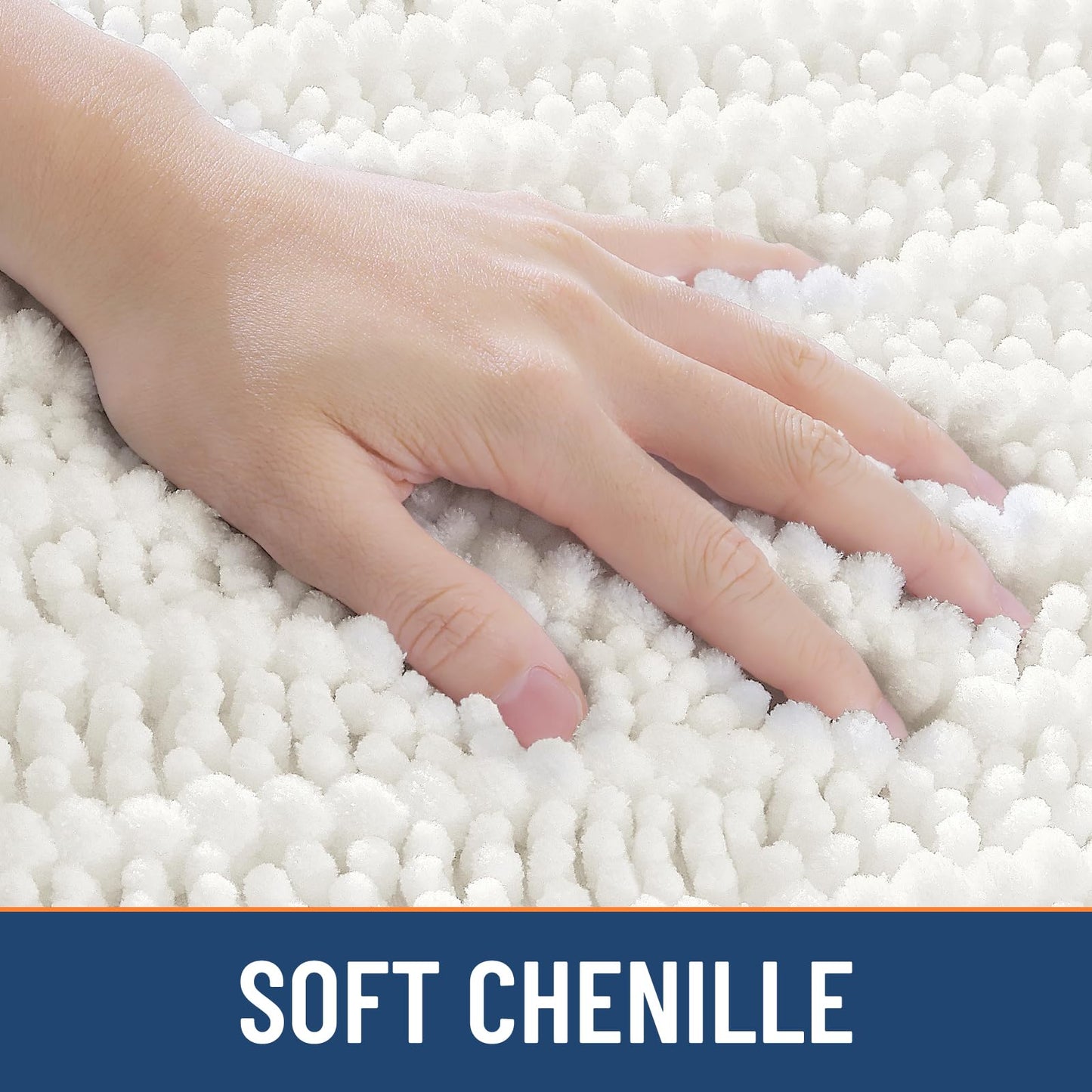 Smiry Bathroom Rugs Mat 40x32, Extra Soft Absorbent Chenille Bath Rugs, Non Slip Rubber Backing Machine Washable Quick Dry Bath Mats for Bathroom Floor, Tub, Shower, Home Decor Accessories, Ivory