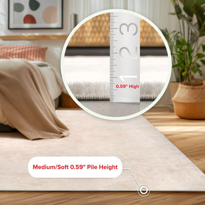 nuLOOM 3' x 5' Cozy Plush SuperiorWash Area Rug, Machine Washable, Non-Slip, Soft Fluffy Shag Carpet for Living Room Bedroom Kids Room Nursery Home Decor, Loni White
