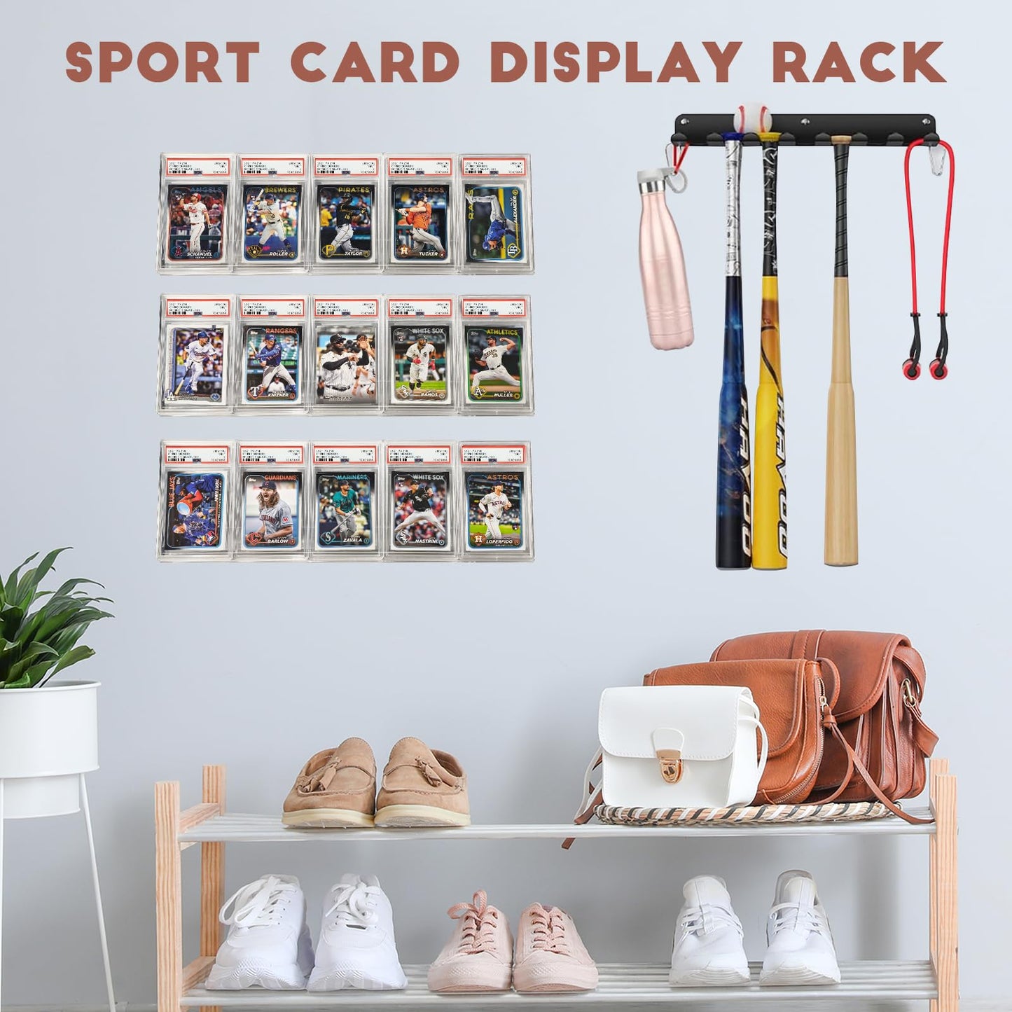 6 Pack Sport Card Display Shelf for Wall - Hold Up to 30 Trading Cards, Acrylic Sport Card Display Rack for PSA SGC BGS Graded Trading Slabs