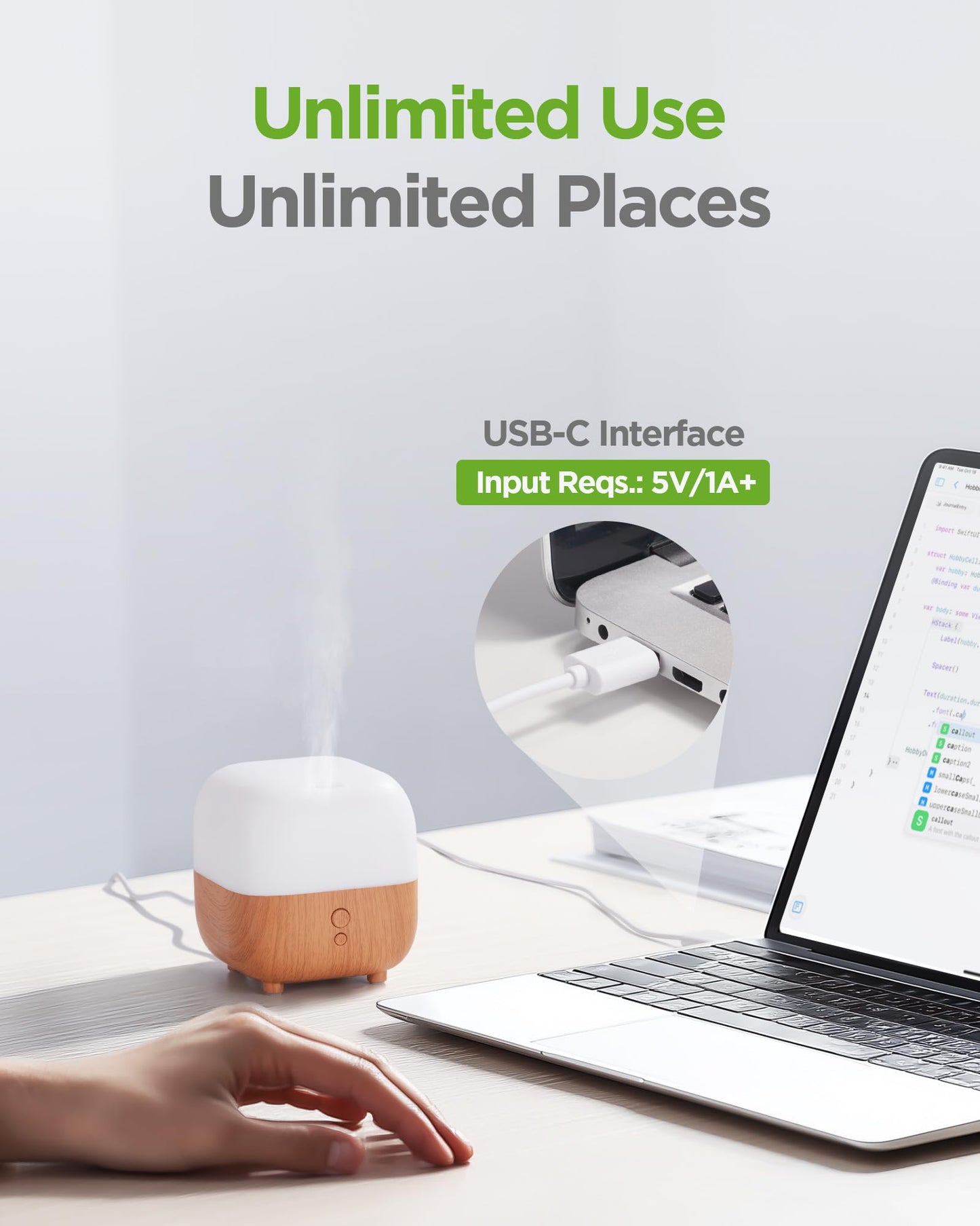 InnoGear 150ml Essential Oil Diffuser, 5-in-1 Diffusers for Home Scent 8 LED Color Aromatherapy Diffuser Air Desk Mini Humidifier Small Vaporizer Aroma Diffuser for Computer Laptop Office, Medium