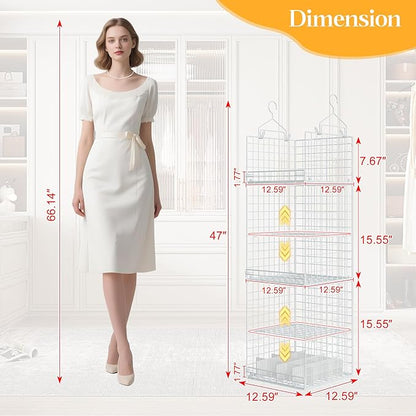 5 Tier Hanging Closet Organizer Separable Hanging Closet Shelves