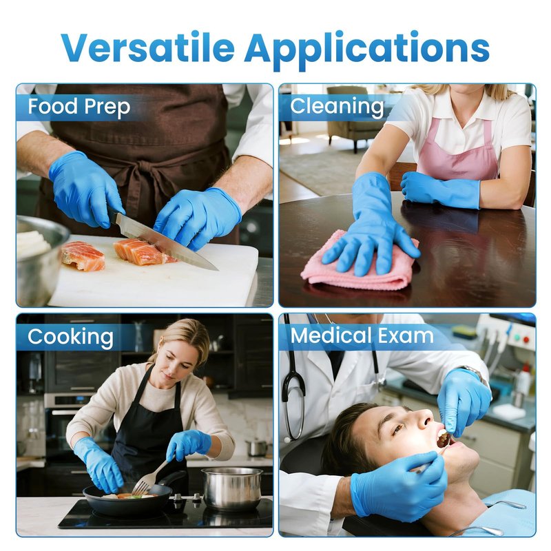 Borje Nitrile Exam Gloves Medium, 100 Count Disposable Gloves, Blue, Latex-Free Powder-Free, Food Safe, Cooking, Cleaning