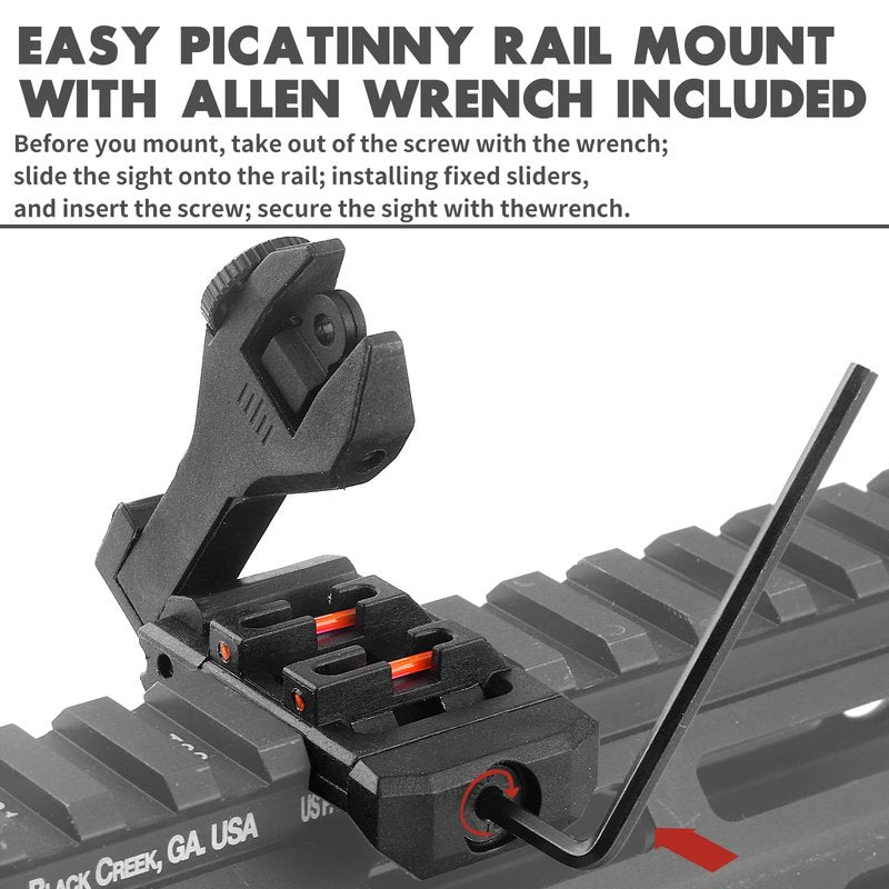 ZBULAR Fiber Optic Sights, Front and Rear Backup Sights with Green Red Fiber Optics Dots, Tool-Free Adjustable Front Sight Rapid Transition (Black)