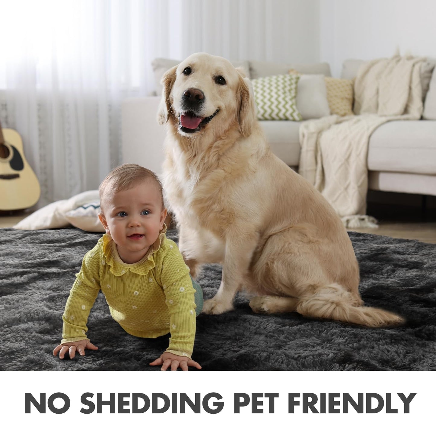 10x14 Ft Extra Large Shag Rugs for Living Room, Ultra Soft Fluffy Furry Area Rugs for Bedroom Indoor Floor, Aesthetic Carpet for Kids Home Decor (Dark Grey)