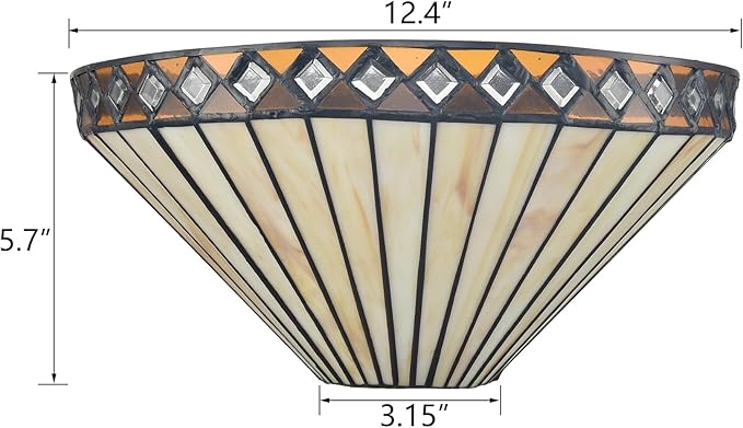 Tiffany Wall Sconce 12-Inch 1-Light Vintage Stained Glass Sconce Light Tiffany Style Sconces Wall Lighting for Bedroom Hallway Living Room Corner Stairwell Corner