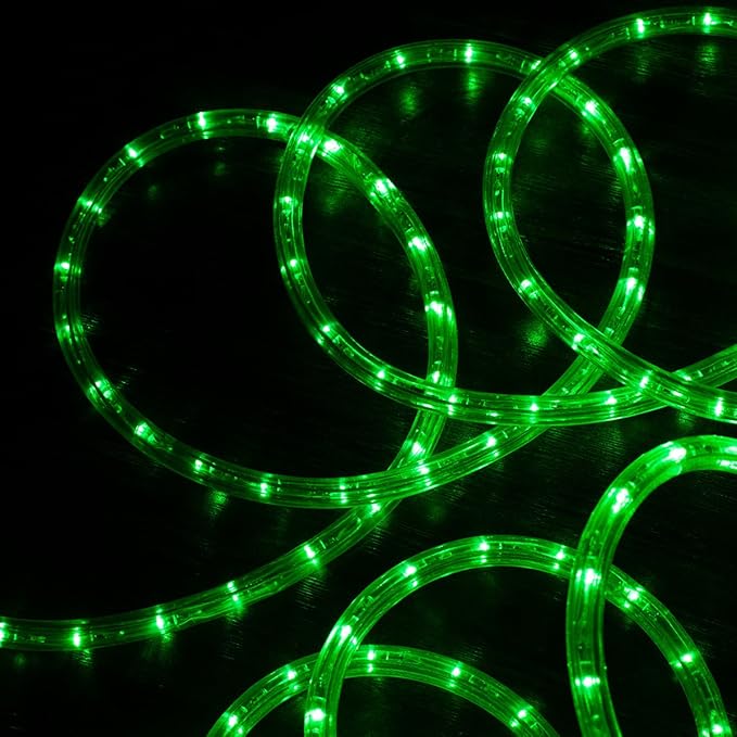 WYZworks 1116LEDs 100ft LED Outside Rope Lights, Outdoor ETL Certified Waterproof Permanent 360 Degree Light Emitting, Flexible Tube, Connectable, Christmas Palm Tree Exterior Landscape, Green
