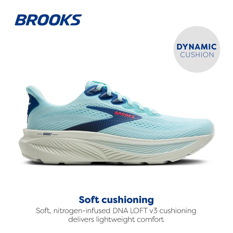 Brooks Women’s Ghost 17 Neutral Running Shoe - Clearwater/Navy Peony - 7.5 Medium