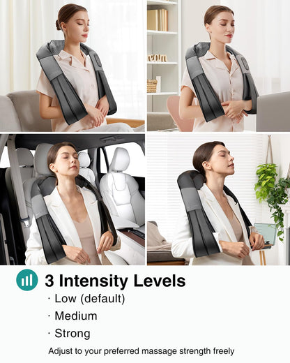 Nekteck Shiatsu Neck and Back Massager with Soothing Heat, Shoulder Massager for Pain Relief Deep Tissue, Electric 3D Kneading Massage Tools for Leg Body Muscle, Corded Power, Gifts for Him Her
