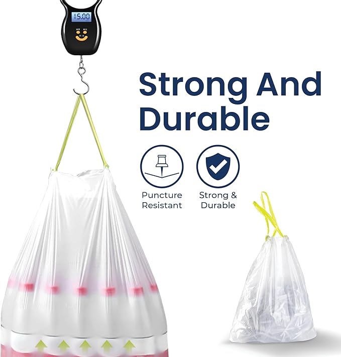 NINESTARS 13 Gallon Extra Thick Drawstring Trash Bags, Heavy Duty Leak-Proof