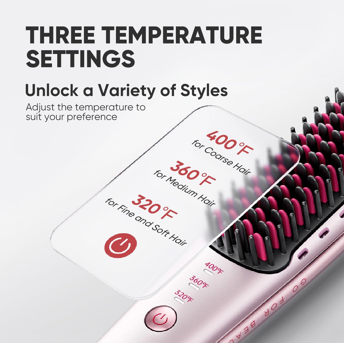 Beautigo Mini Ionic Hair Straightener Brush, Rose Gold