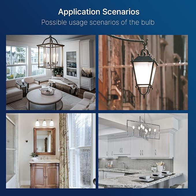 FLSNT 100W Equivalent Candelabra LED Bulbs 5000K Daylight, Dimmable LED Chandelier Light Bulbs for Dining Room, Living Room, Porch, 800LM, E12 Base, 12 Pack UL,CA65 Listed.