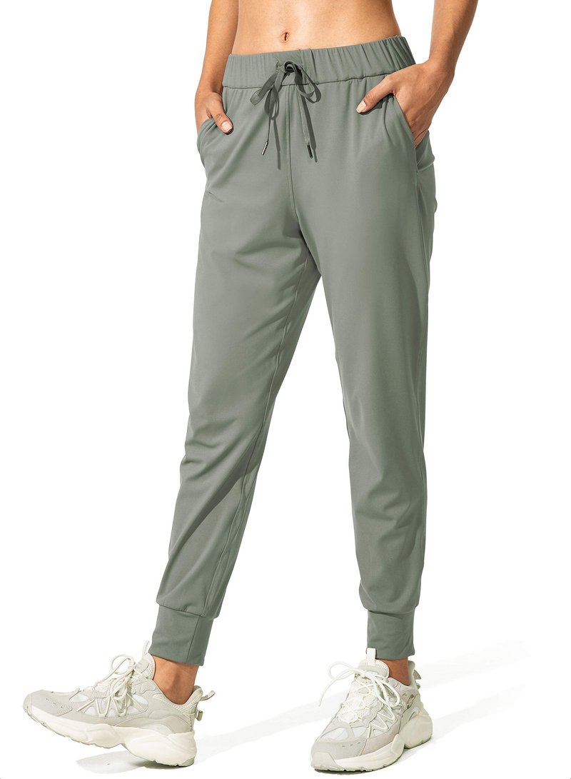 SANTINY Women's Joggers Pants Pockets Drawstring Running Sweatpants for Women Lounge Workout Jogging(Grey Sage_S)