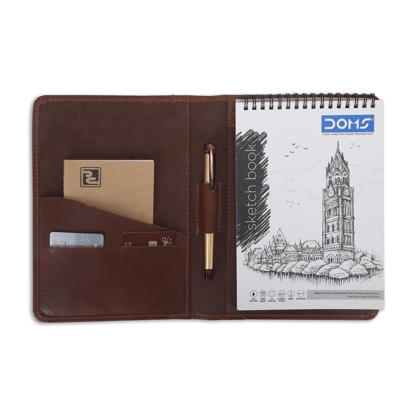 CestAntiQ Leather Junior Padfolio for Men Women Business Portfolio Folder Compact 5 x 8 Legal Pad Organizer with Pen Loop Professional Resume Interview Document Holder Padfolio (Tan)