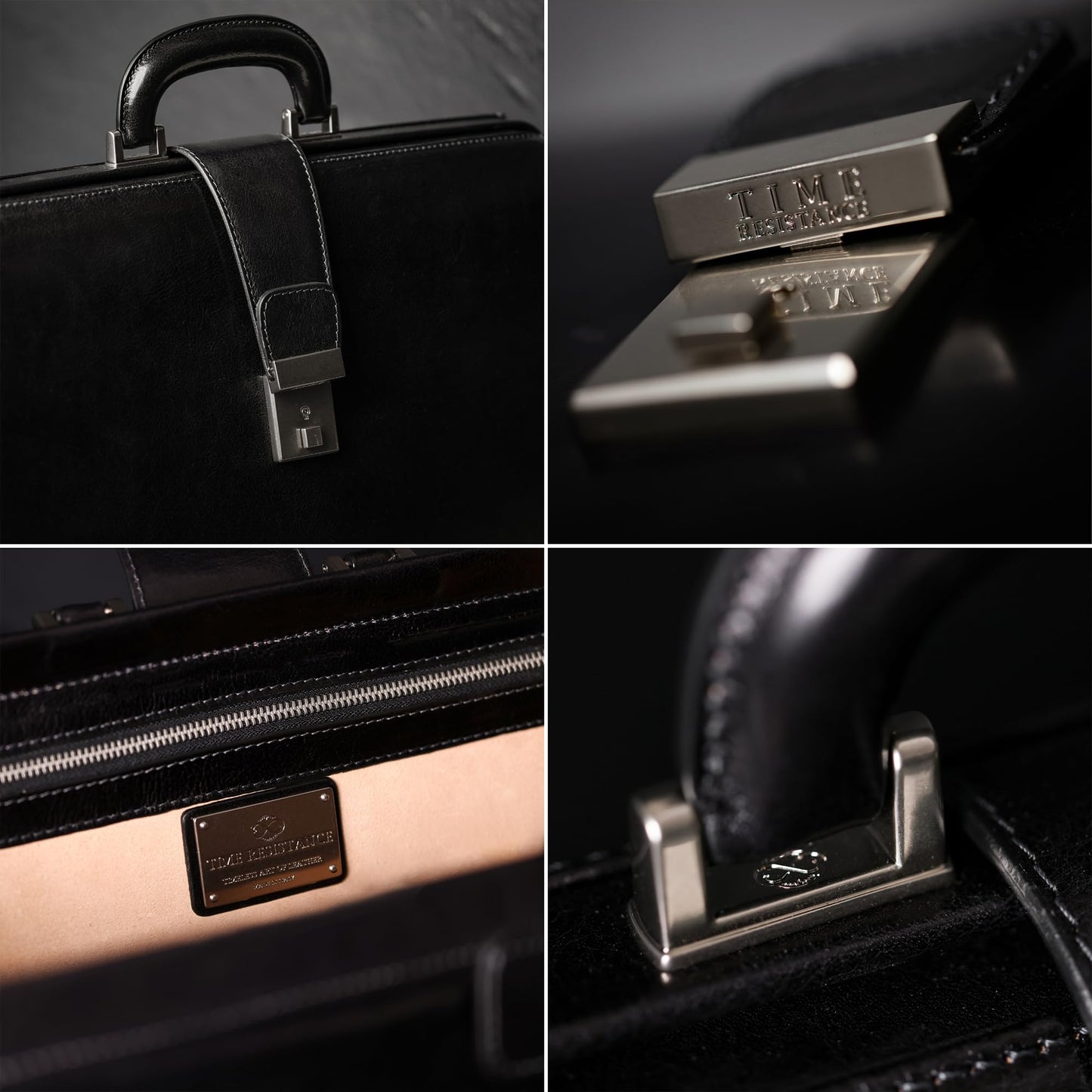 Time Resistance Leather Lawyer Briefcase - Italian Handmade Laptop Bag for Men and Women - Attache Case - Doctor Bag