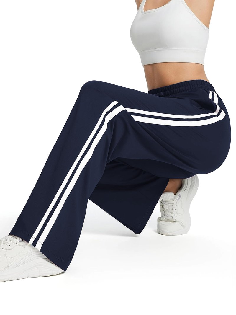 Tapata Women's 32" Inseam Long Track Pants Loose Straight Leg Jogging Sweatpants Warm-Up Sports Athletic Running, Navy Blue, M
