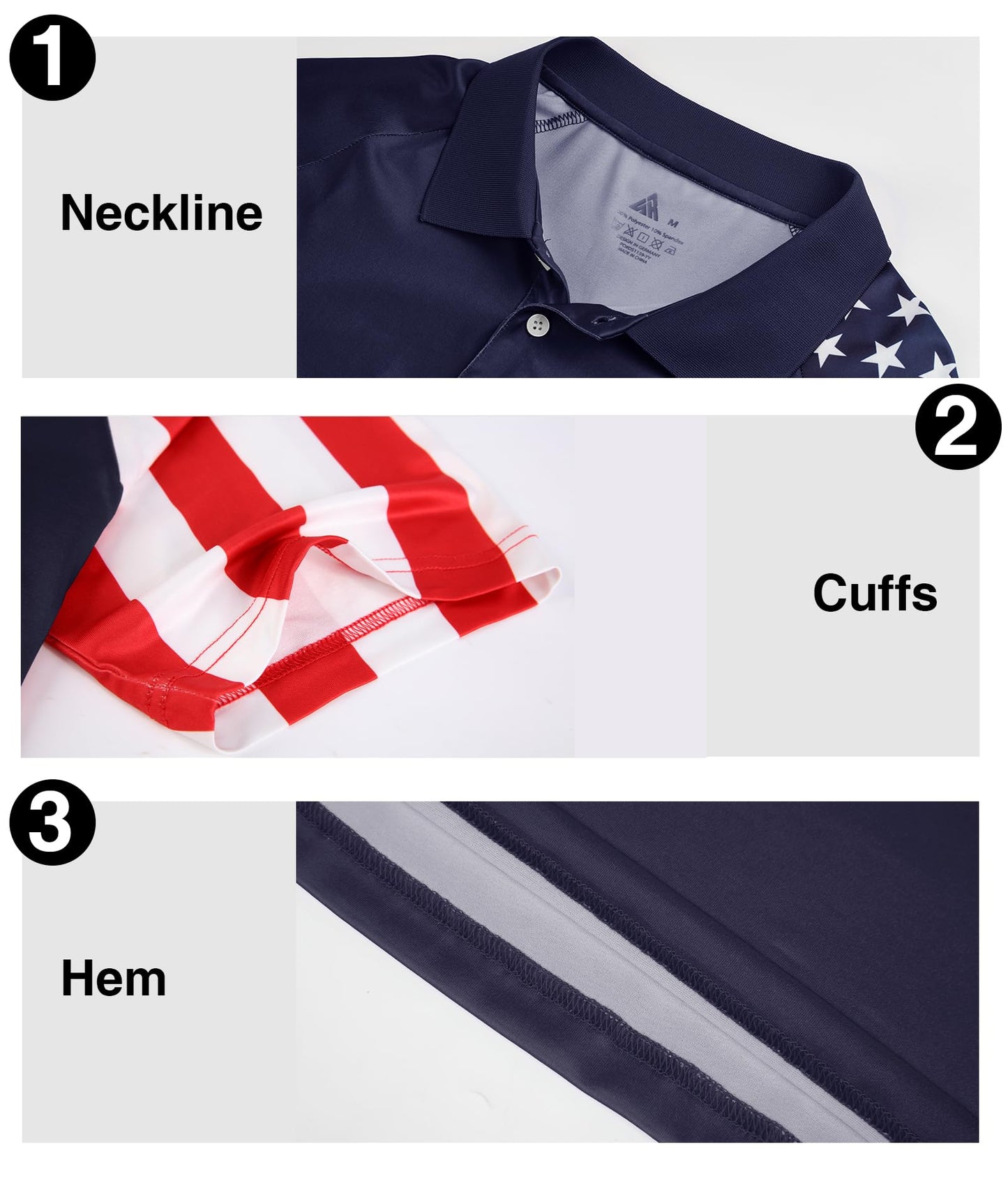 ZITY Men's Flag Golf Polo Shirts Short Sleeve Tactical Collared Shirt Men Outdoor Moisture Wicking Shirts Dark Blue Medium
