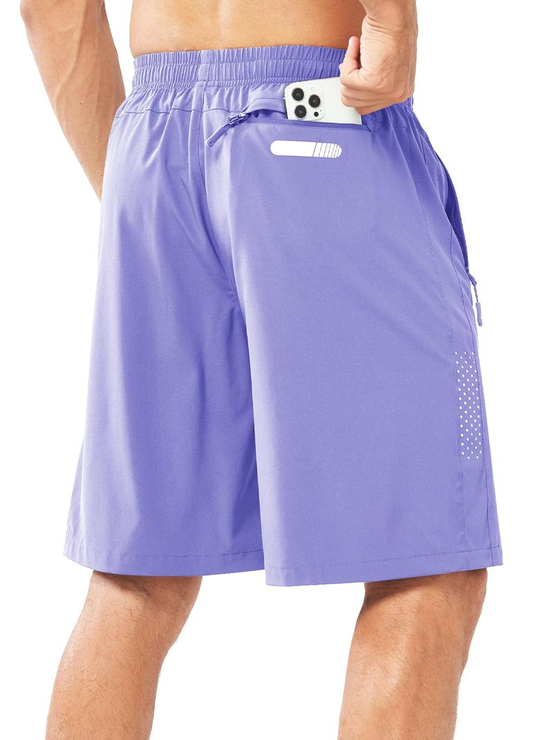 NORTHYARD Men's Athletic Running Shorts Gym Workout 7"/9"/5" Quick Dry Lightweight Sports Basketball Tennis 3 Zipper Pockets VIOLET-9inch XL