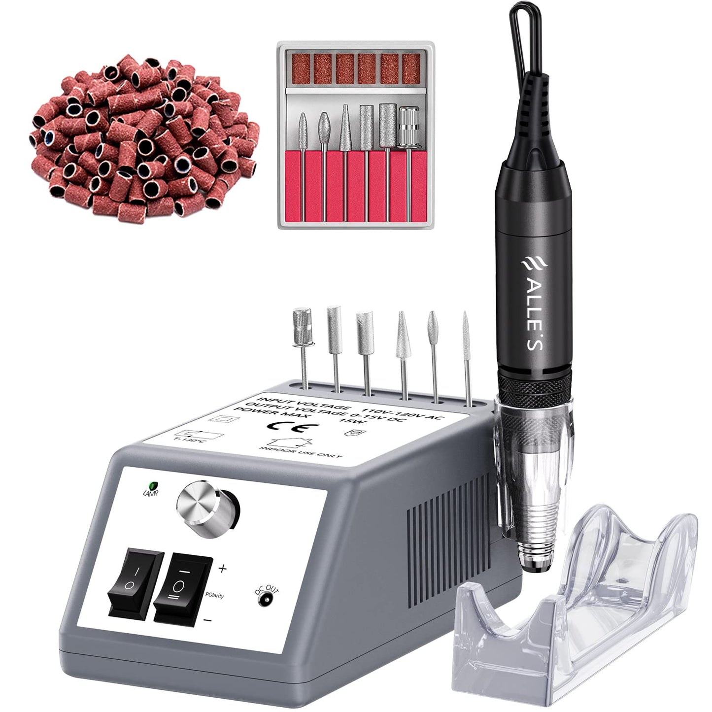 Professional Nail Drill Machine 30000 RPM Efile Electric Nail Filer Kit for Finger Toe Nails, Acrylic Gel Nails, Manicure Pedicure Drill with 6Pcs Nail Bits, 106Pcs Sanding Bands - Pink